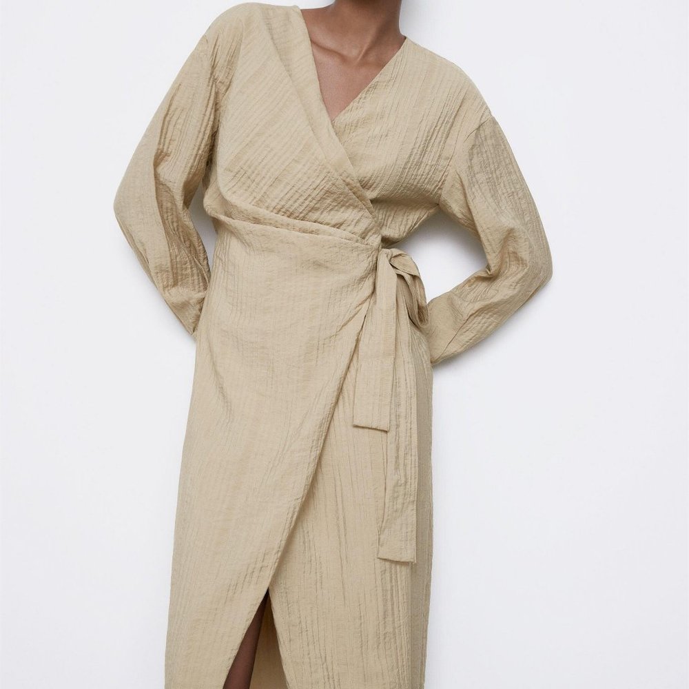COPY - NWT ZARA TEXTURED WRAP DRESS